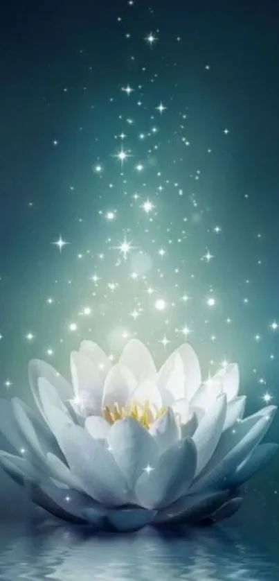 Lotus flower with starry glow mobile wallpaper.