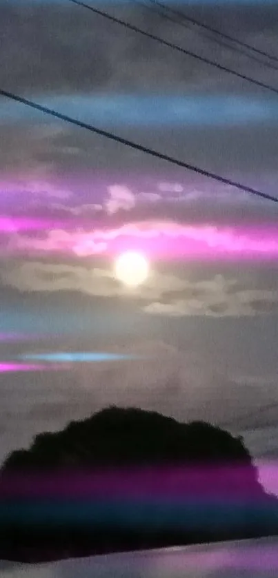 Tranquil night sky with full moon and clouds, perfect for mobile wallpaper.