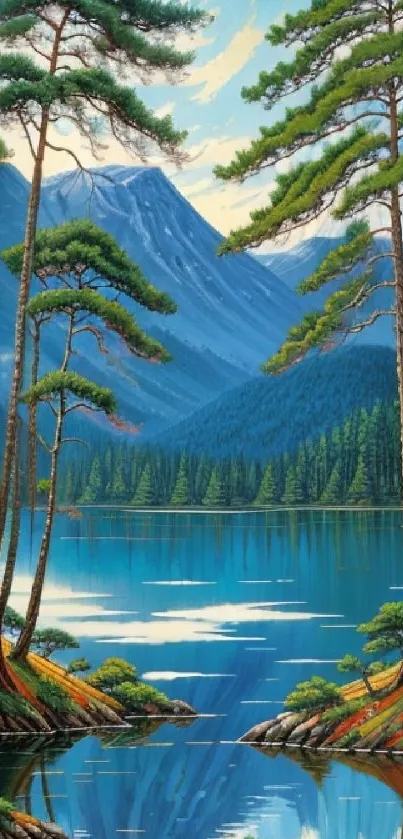 Scenic view of a serene mountain lake with lush greenery and clear reflections.