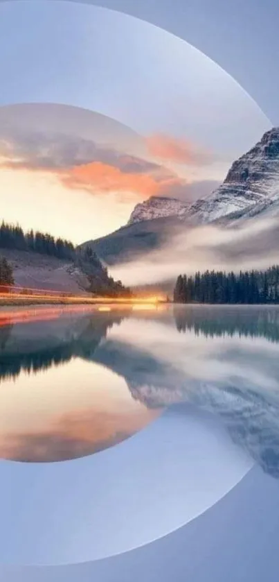 Beautiful mountain lake at sunset creating a serene reflection.