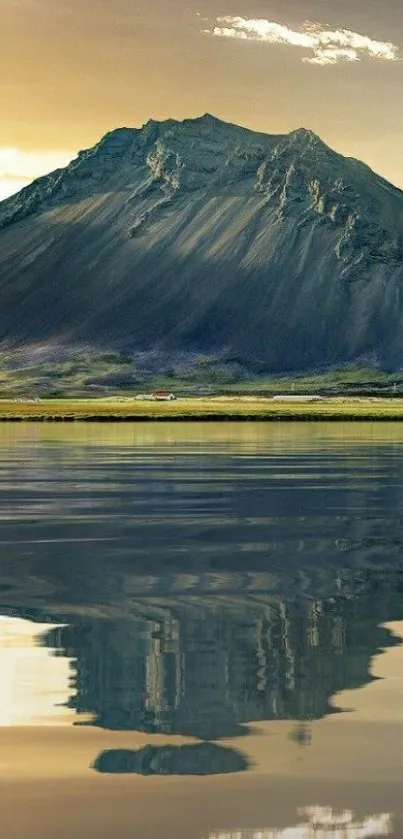 Scenic mountain and lake reflection mobile wallpaper.