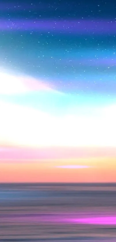 Serene ocean at dusk with colorful sky.