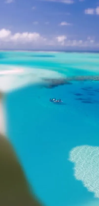 Serene ocean view with turquoise waters and distant island.