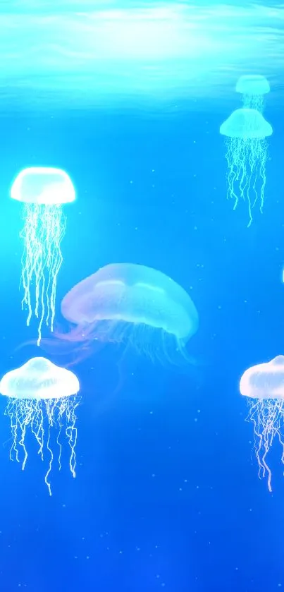 Serene blue ocean with a jellyfish floating gracefully.