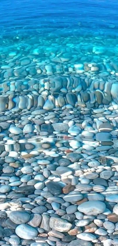 Clear blue ocean water with pebbles underneath.