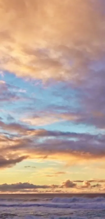Vivid orange and blue sunset over ocean with clouds in the sky.