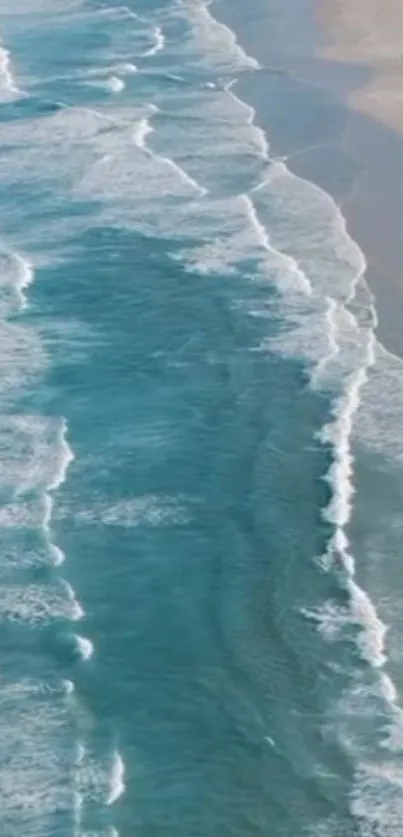 Ocean waves gently caress the sandy shoreline.