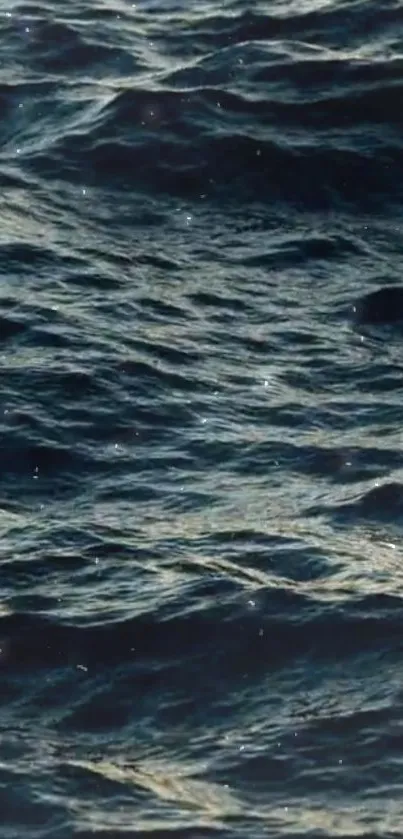 Close-up view of dark blue ocean waves in gentle motion.