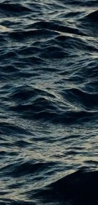 Dark, serene ocean waves gently rolling.