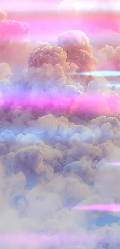 Serene pastel cloudscape with pink, orange, and blue hues.