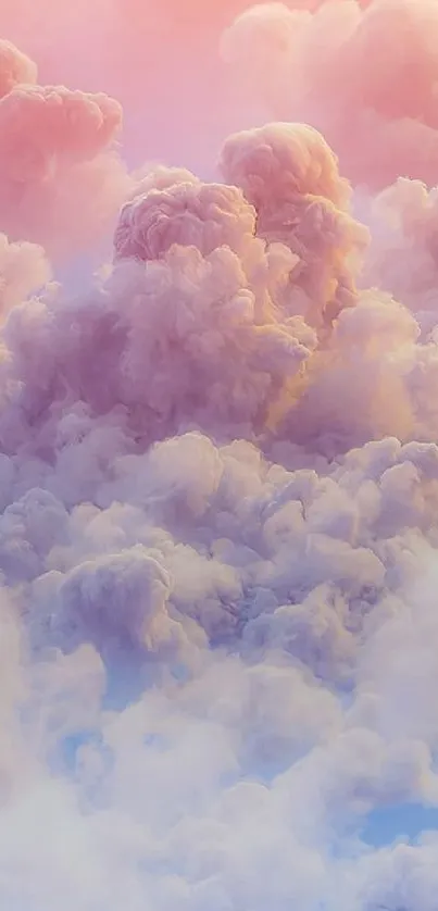 Dreamy pink cloudscape creating a serene wallpaper for mobile devices.