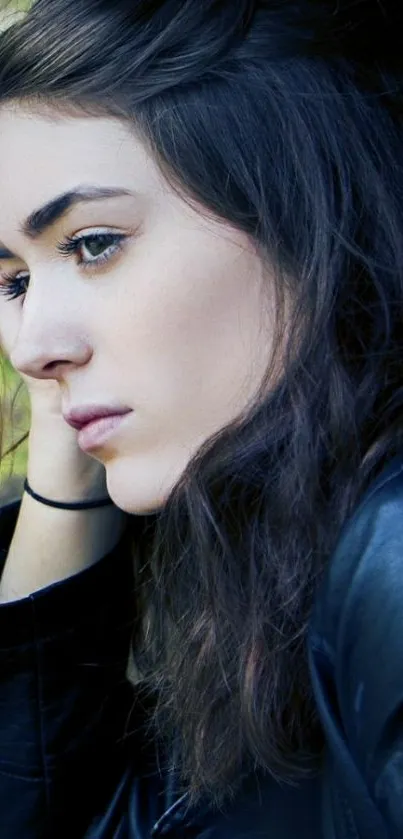 Serene portrait wallpaper with natural backdrop.