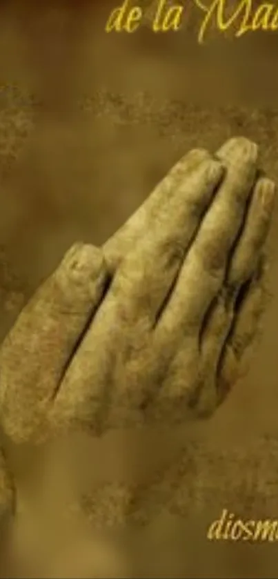 Vintage sepia praying hands mobile wallpaper