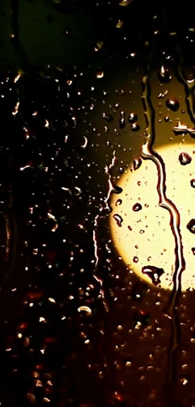 Rainy night wallpaper with water on glass