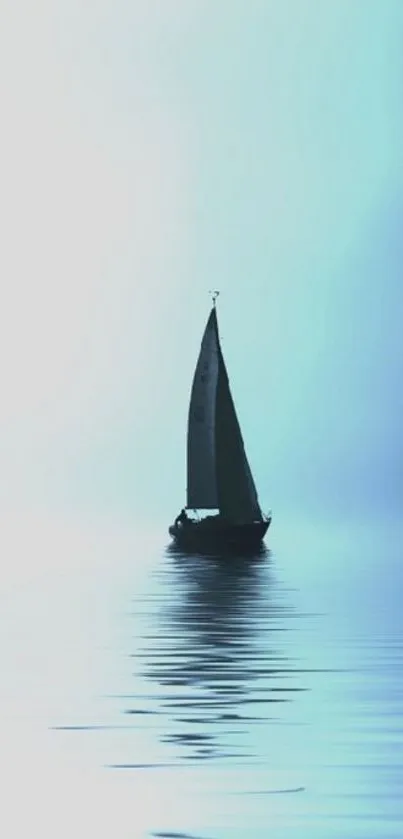 Mobile wallpaper with sailboat on calm blue waters.