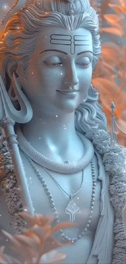 Tranquil mobile wallpaper featuring Lord Shiva in serene blue-gray tones.