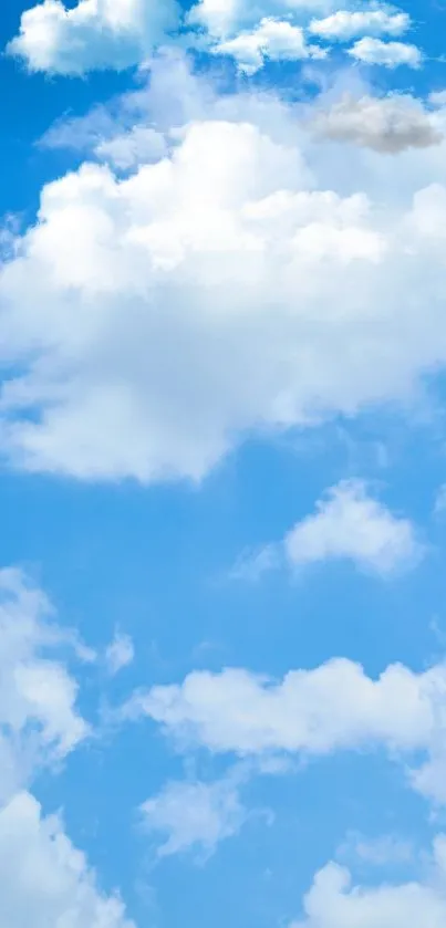 Beautiful blue sky with fluffy white clouds.