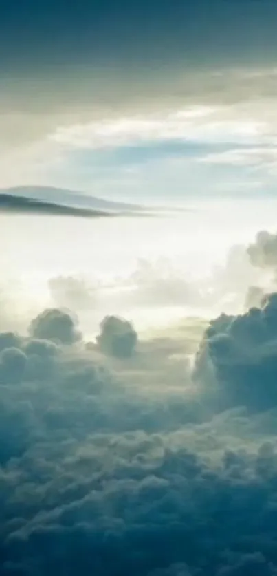 Serene cloudscape with light blue sky and fluffy clouds.