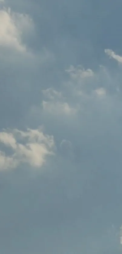 Serene sky with fluffy clouds on a light blue background.