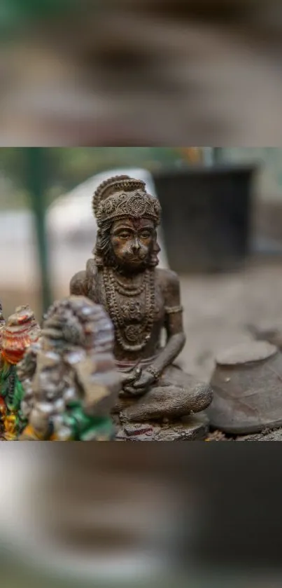 Serene spiritual statue surrounded by nature.