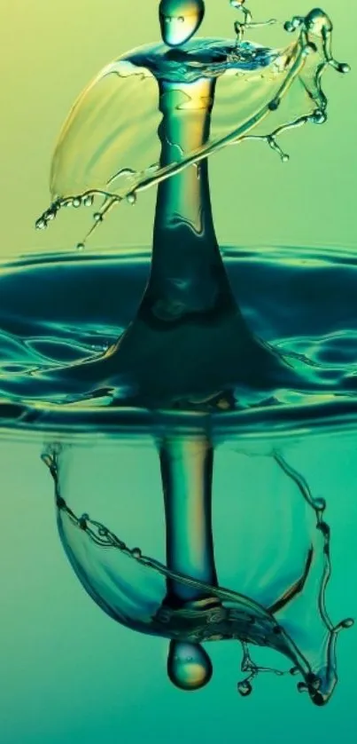 Artistic teal water droplet splash wallpaper.