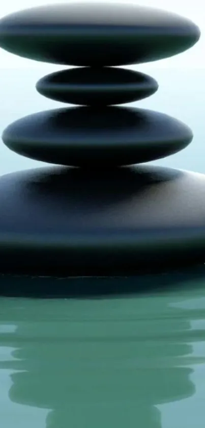 Calming zen stones balanced on tranquil water.