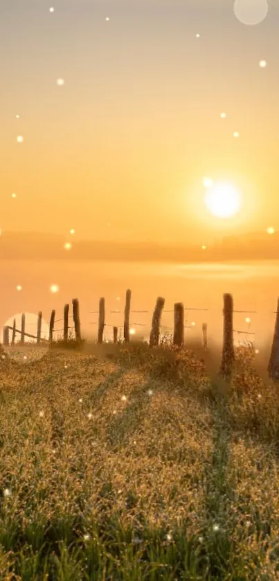 Sunrise over a peaceful country scene with soft light enhancing the landscape.