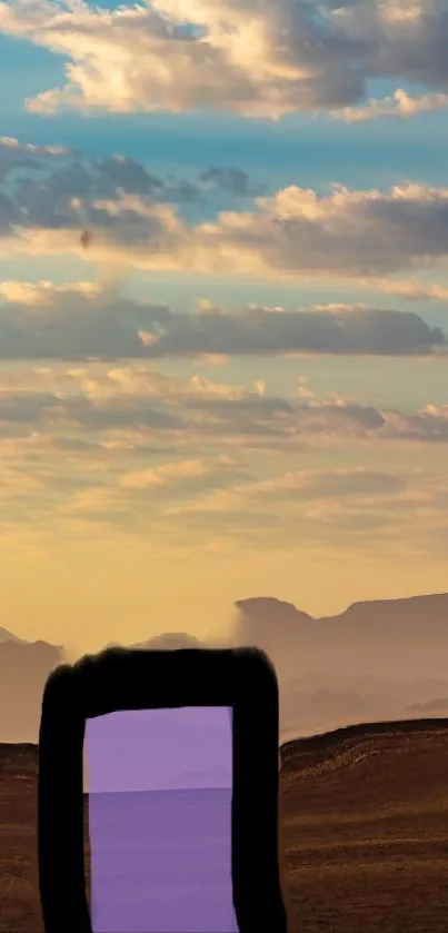 Serene mountain landscape at sunset under a vibrant sky.