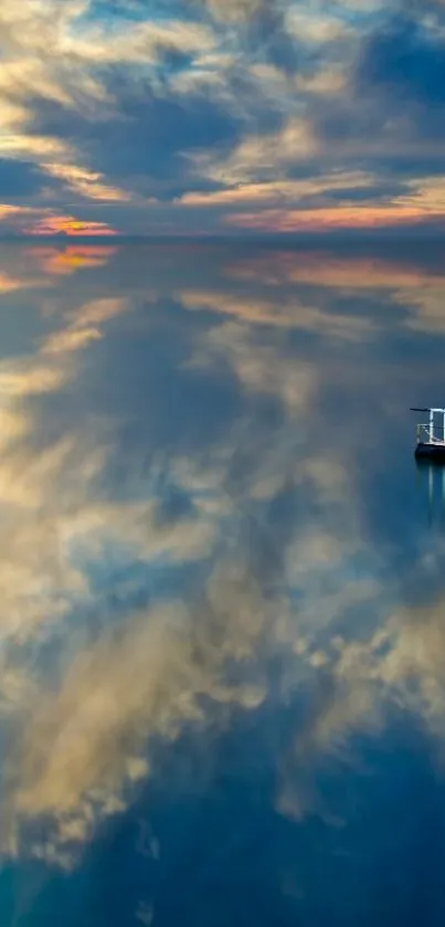 Serene wallpaper with sky and water reflection at dusk.