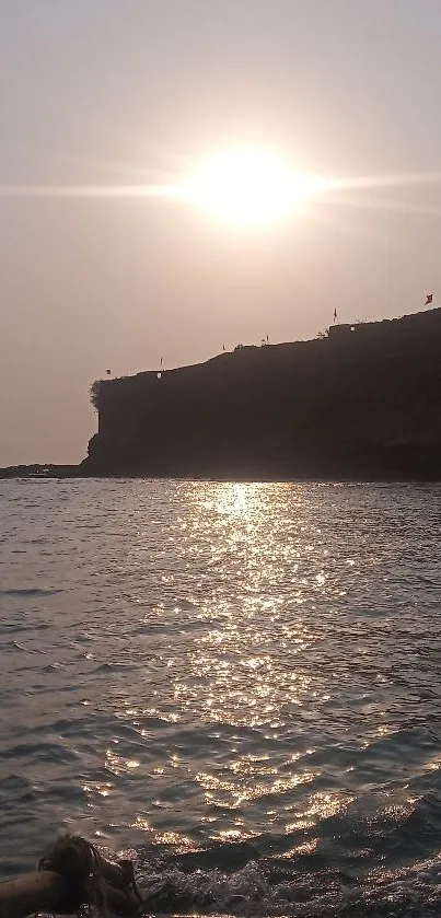 Serene sunset over a clifftop by the sea