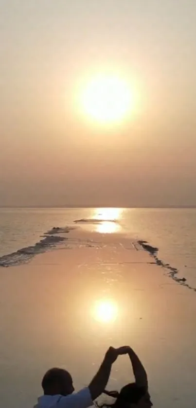 Serene ocean sunset with reflection forming a tranquil pathway.