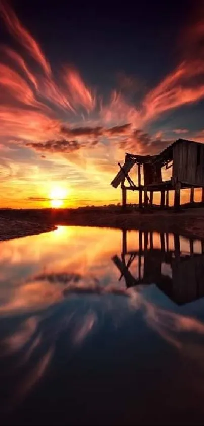 Stunning sunset with vibrant reflection over calm water.