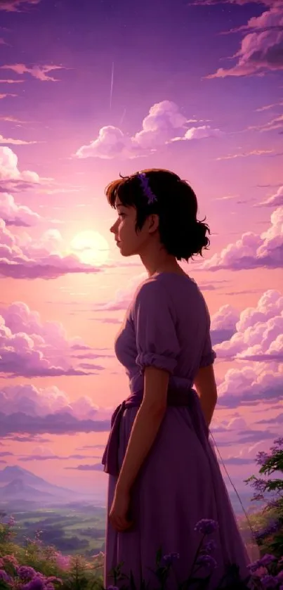 Silhouette of a person against a vibrant purple sunset sky.