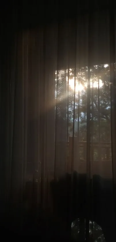 Serene sunset light filtering through a curtain.