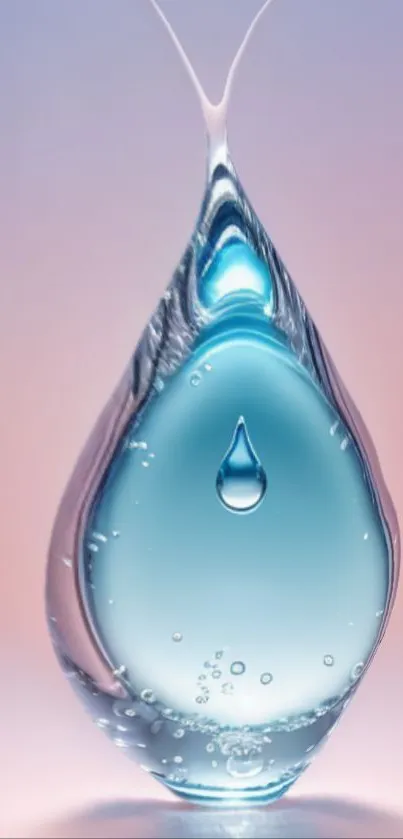 Aesthetic water droplet against a calming gradient background.