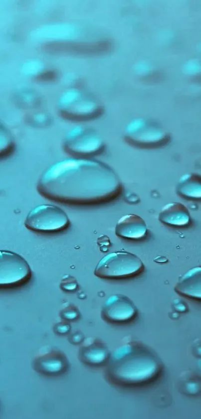 Serene blue water droplets on a smooth surface.