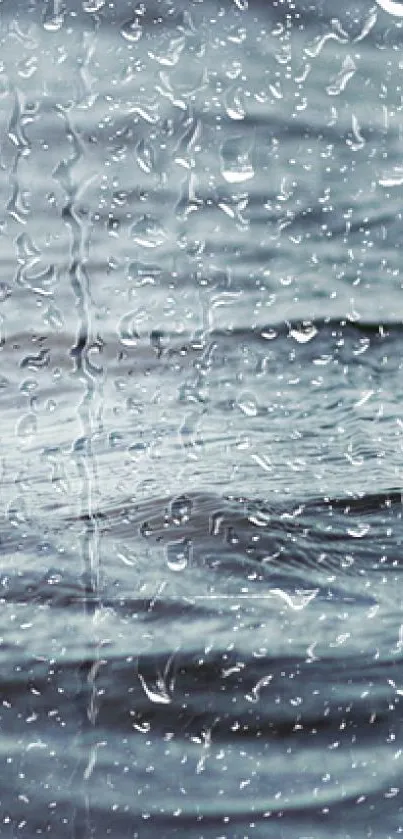 Serene wallpaper with raindrops on water surface.