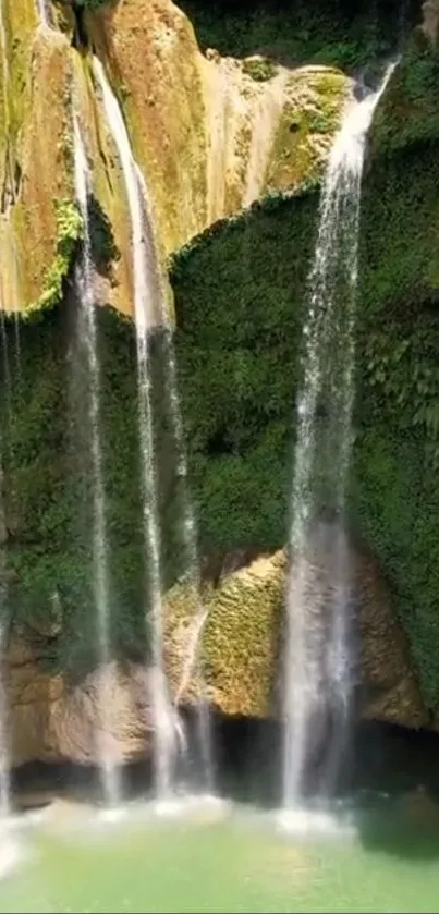 Beautiful waterfall with lush greenery