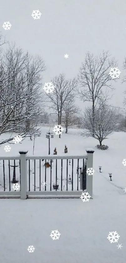 Serene winter landscape with snow-covered trees.