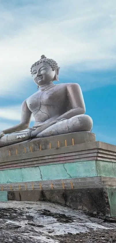 Buddha statue with blue sky background
