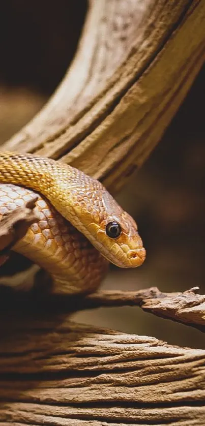 Snake on textured rustic wood background wallpaper.