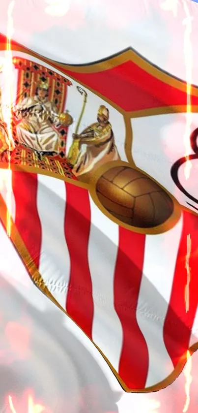 Seville soccer team flag with red and white crest design.