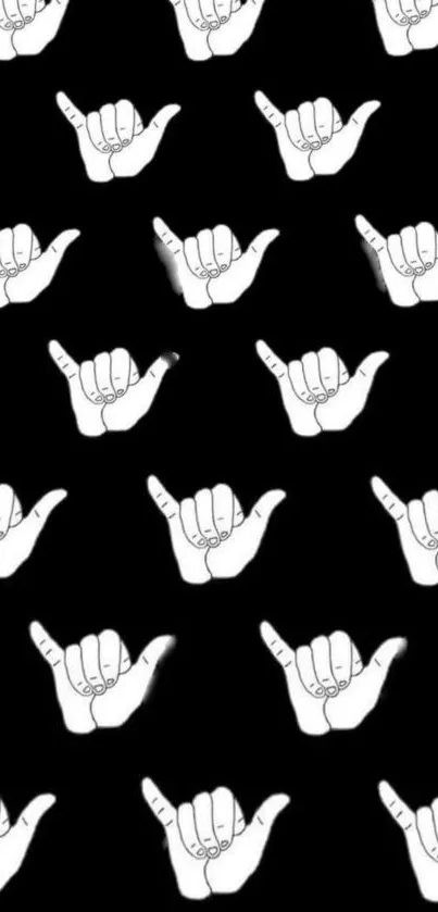 Shaka hand gesture repeating pattern wallpaper.