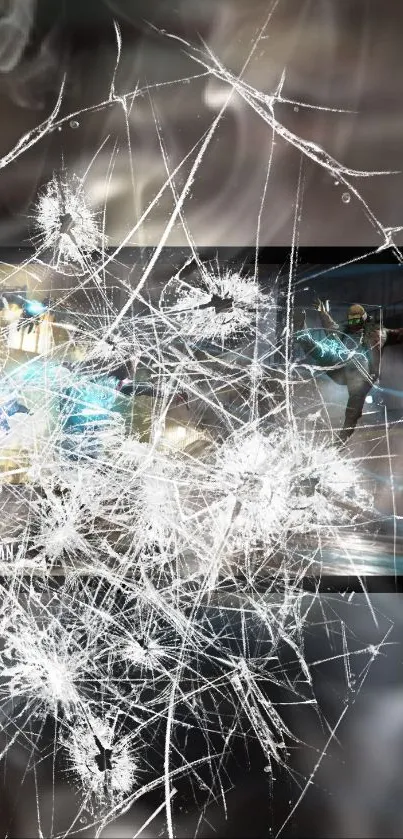 Intricate shattered glass design for mobile wallpaper.