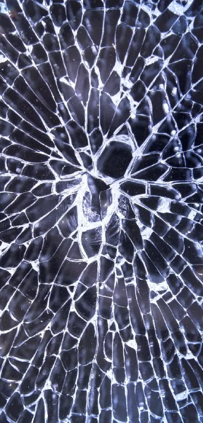 Intricate shattered glass design in blue hues for mobile wallpaper.