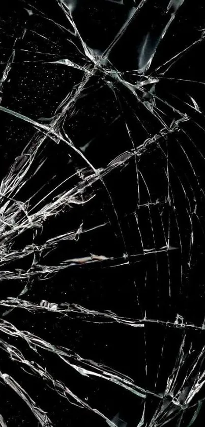 Shattered glass pattern on a black background creating a dramatic and edgy look.