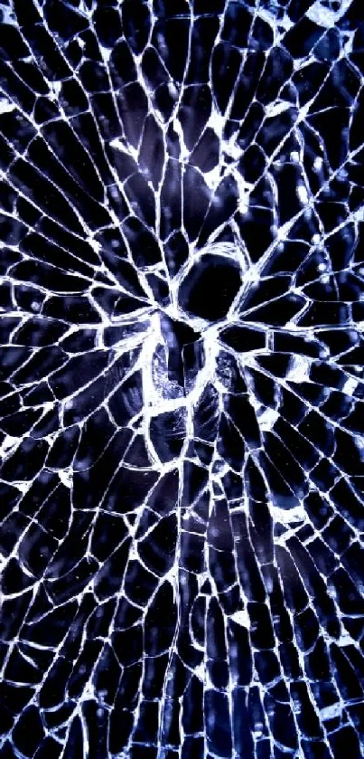 Shattered glass design with a bright blue pattern for mobile wallpaper.