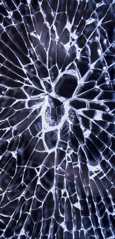 Shattered glass pattern with deep blue tones for mobile wallpaper.