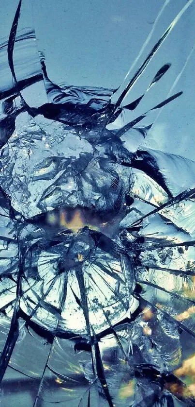 Striking broken glass mobile wallpaper with dynamic shattered effect.