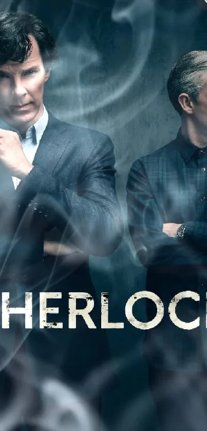 Dark theme Sherlock wallpaper featuring two characters.